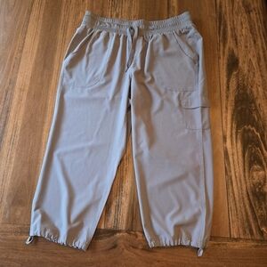 RBX Tan Cropped Cargo Joggers Pullon Drawstring Waist & Legs 3 Pockets Women L